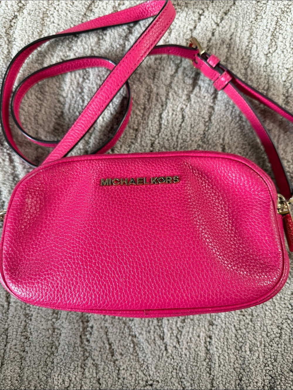 Michael Kors Fuchsia Pebbled Leather Crossbody Bag